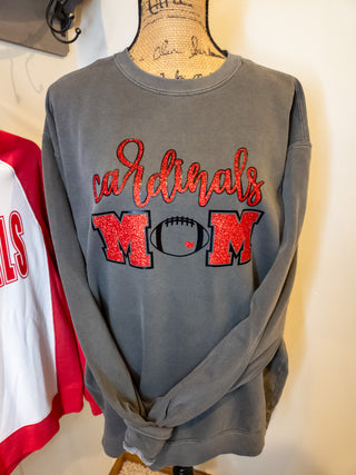 Cardinals Football Mom Dyed Crewneck Sweatshirt
