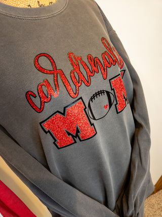 Cardinals Football Mom Dyed Crewneck Sweatshirt