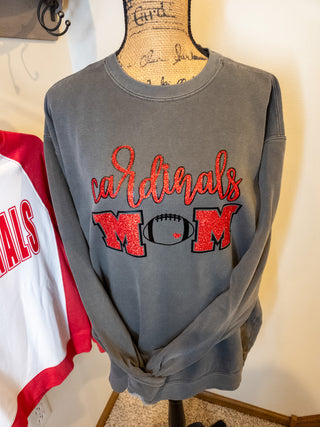 Cardinals Football Mom Dyed Crewneck Sweatshirt