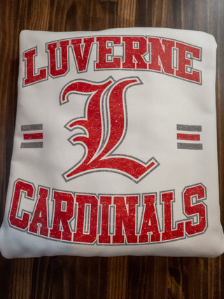 Luverne Cardinals Dyed Fleece White Crewneck Sweatshirt
