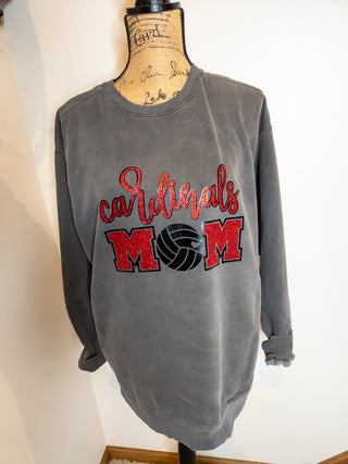 Cardinals Volleyball Mom Dyed Crewneck Sweatshirt