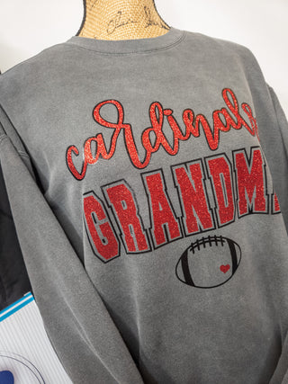 Cardinals Football Grandma Dyed Pepper Crewneck Sweatshirt