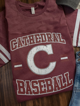 Cathedral Baseball Maroon Jersey Tee