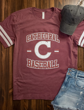 Cathedral Baseball Maroon Jersey Tee