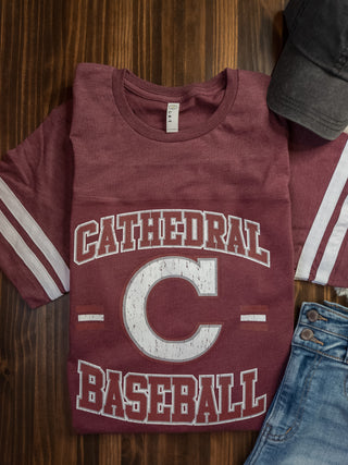 Cathedral Baseball Maroon Jersey Tee