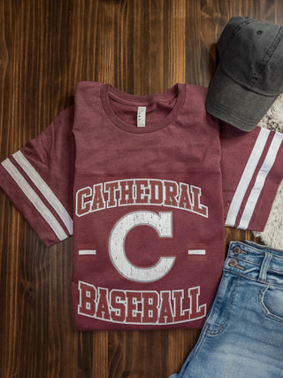 Cathedral Baseball Maroon Jersey Tee