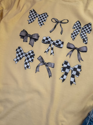 Checkered Bows Butter Dyed Tee