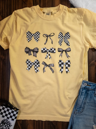 Checkered Bows Butter Dyed Tee