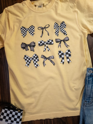 Checkered Bows Butter Dyed Tee