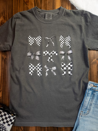 Checkered Bows Pepper Dyed Tee