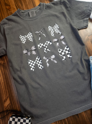 Checkered Bows Pepper Dyed Tee
