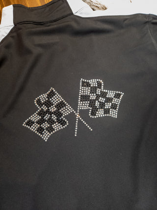 Checkered Flag Rhinestone Full Zip Jacket