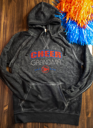 Cheer Grandma Rhinestone Fleece Hoodie - Blue/Red