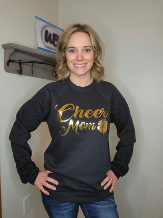 Cheer Mom Black Crewneck Sweatshirt - ADULT MEDIUM