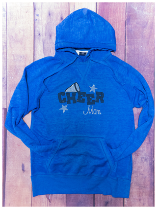 Cheer Mom Rhinestone Blue Fleece Hoodie
