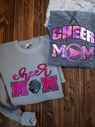 LARGE Cheer Mom Dyed Crewneck Sweatshirt - Pink
