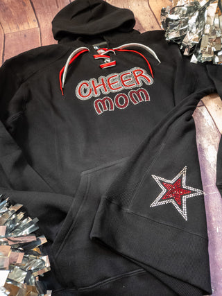 Cheer Mom Rhinestone Lace-Up Hoodie - More Options