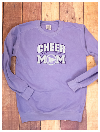 Cheer Mom Rhinestone Violet Dyed Crewneck Sweatshirt