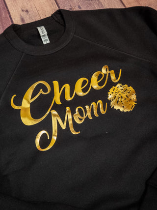 Cheer Mom Black Crewneck Sweatshirt - ADULT MEDIUM