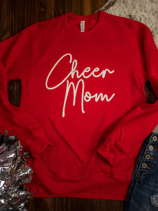 Cheer Mom Puff Red Crewneck Sweatshirt