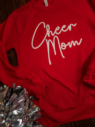 Cheer Mom Puff Red Crewneck Sweatshirt