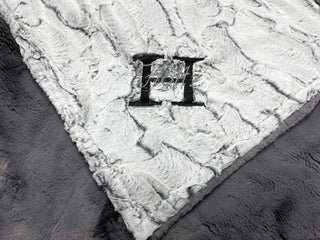 Pewter Brown Snowy Owl w/Chocolate Glacier Double Sided Minky Blanket ** Choose your Size - Baby to Adult