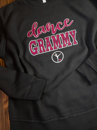Dance Grammy Relaxed Black Crewneck - Pink Sparkle