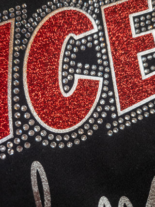 Dance Grandma Black Rhinestone Tee -Red Sparkle