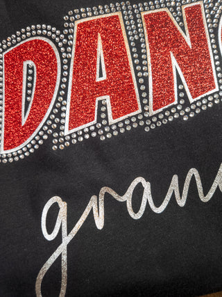 Dance Grandma Black Rhinestone Tee -Red Sparkle