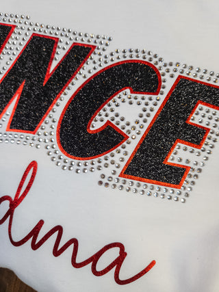 Dance Grandma White Rhinestone Tee - Black Sparkle