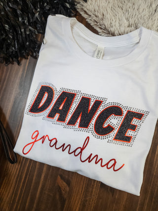 Dance Grandma White Rhinestone Tee - Black Sparkle