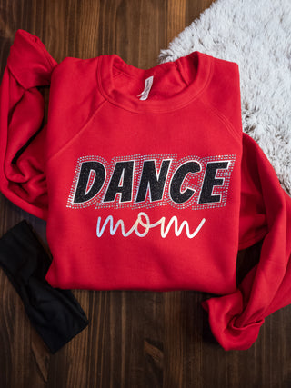 Dance Mom Red Rhinestone Crewneck Sweatshirt