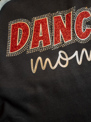 Dance Mom Rhinestone Black Cowl Neck - Red Sparkle