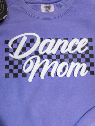 Dance Mom Puff and Rhinestone Dyed Violet Crewneck Sweatshirt