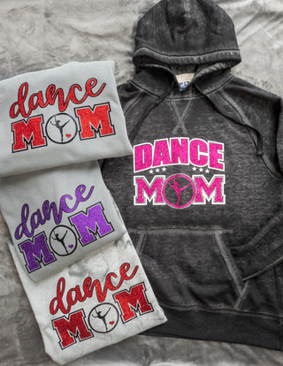Dance Mom Rhinestone Fleece Hoodie - Pink Sparkle