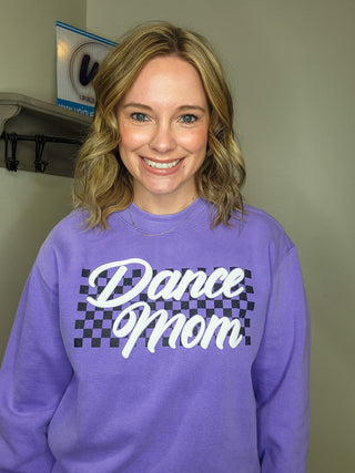 Dance Mom Puff and Rhinestone Dyed Violet Crewneck Sweatshirt