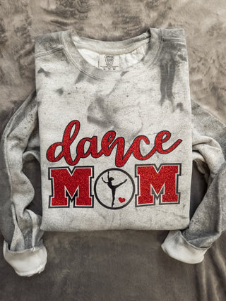 Dance Mom Smoke Colorblast Crewneck Sweatshirt - Red Sparkle