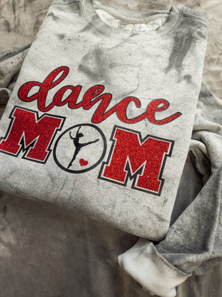 Dance Mom Smoke Colorblast Crewneck Sweatshirt - Red Sparkle