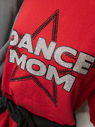 Dance Mom Rhinestone Red Dyed Tee