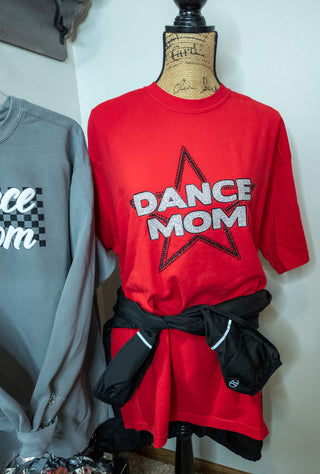 Dance Mom Rhinestone Red Dyed Tee