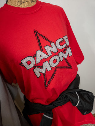 Dance Mom Rhinestone Red Dyed Tee