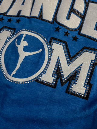 MEDIUM Dance Mom Rhinestone Blue Keyhole Tank