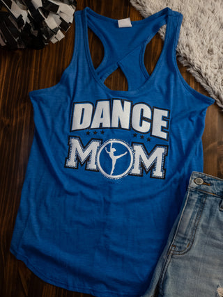 MEDIUM Dance Mom Rhinestone Blue Keyhole Tank