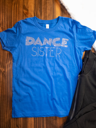 Dance Sister Rhinestone Blue Tee