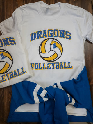 Dragons Volleyball White Tee With Personalized Number