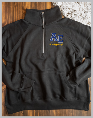 AE Dragons Black Half Zip Pullover - Ladies Fit