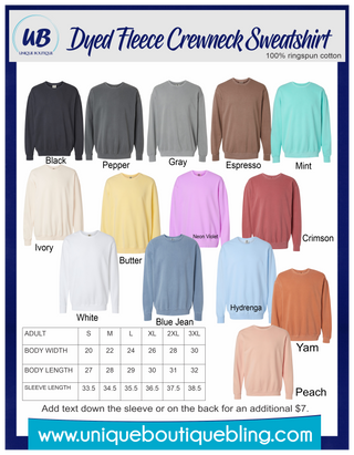 New Ulm Baseball Dyed Fleece White Crewneck Sweatshirt