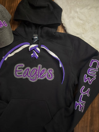 Eagles New Ulm Rhinestone Lace-Up Hoodie