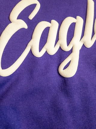 Eagles Puff Print Purple Classic Crewneck Sweatshirt