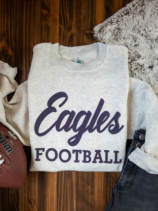 Eagles Football Puff Oatmeal Plush Crewneck Sweatshirt